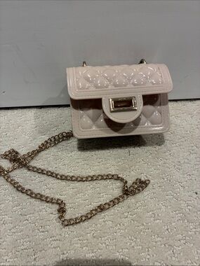 L.A. Express Quilted Jelly Mini Crossbody Shoulder Bag Pink Gold Chain 👵MT